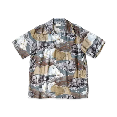 KAPITAL SILK LAYON TIBERIN PICK TRAIN PT ALOHA SHIRT "Gray"