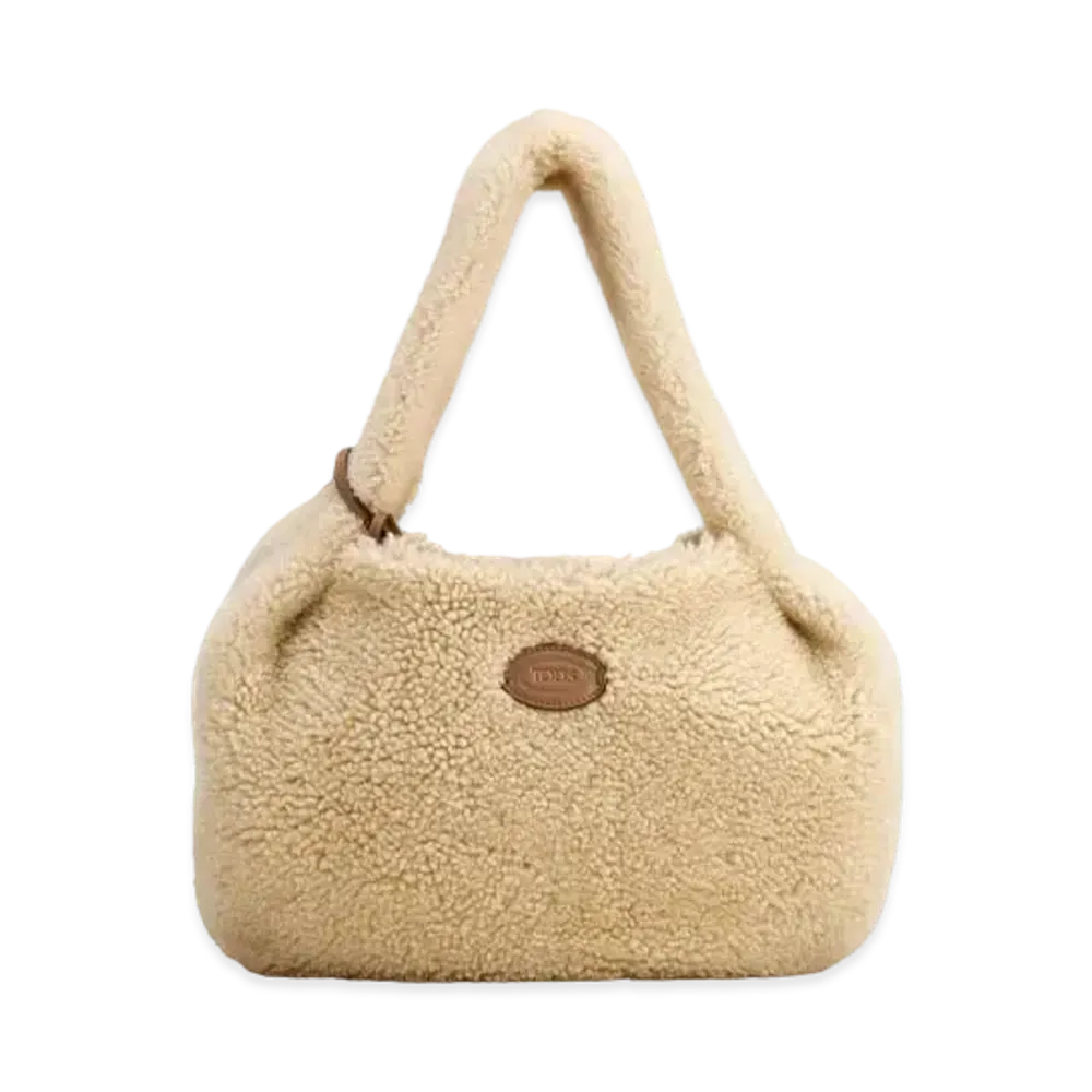 TOD'S Shirt Hobo Bag In Sheepskin Small "Beige"