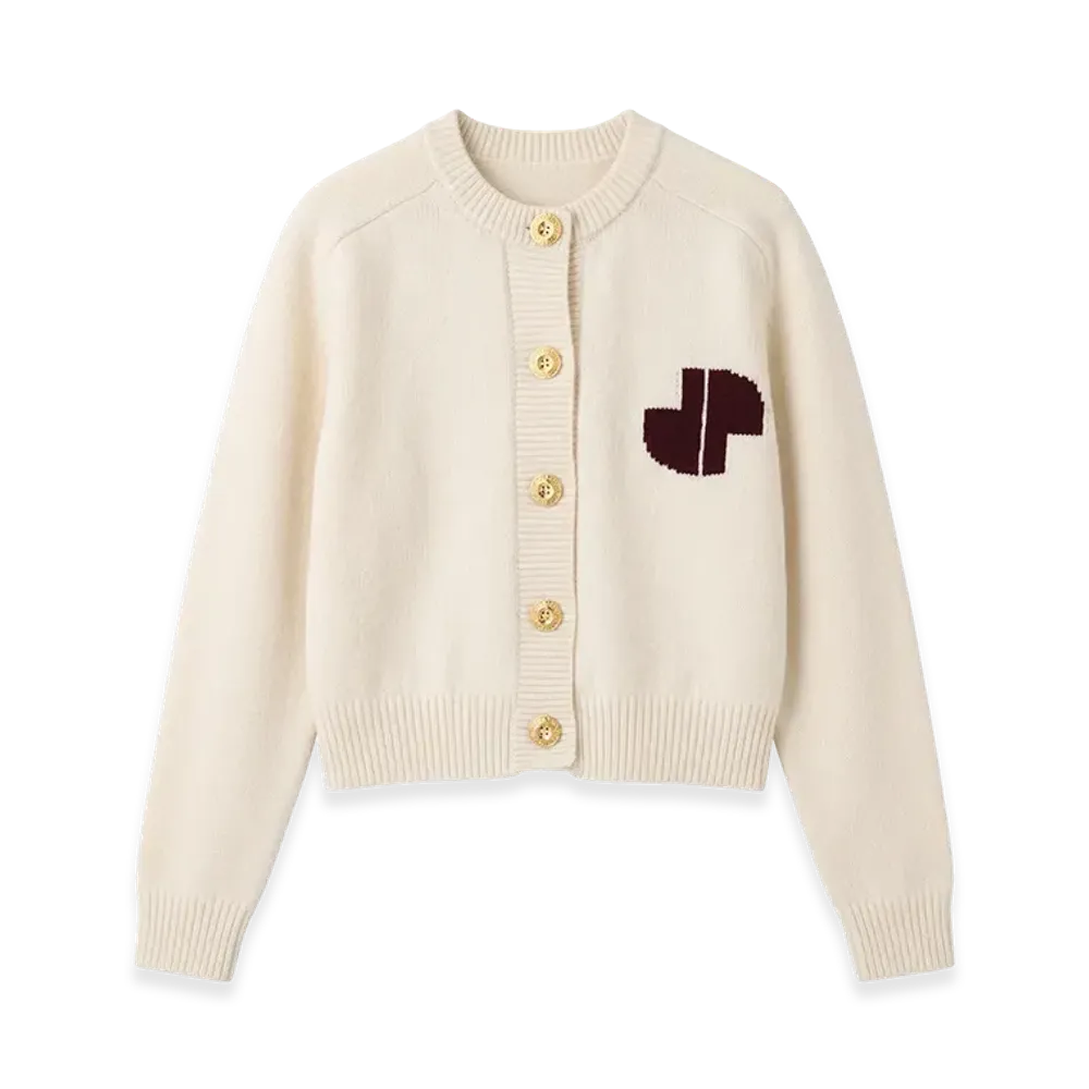 PATOU Women's Jp Intarsia Cardigan "White"