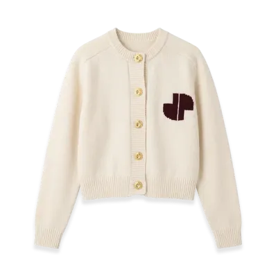 PATOU Women's Jp Intarsia Cardigan "White"