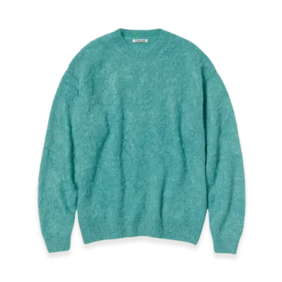 AURALEE Brushed Super Kid Mohair Knit Pull Over "Blue"