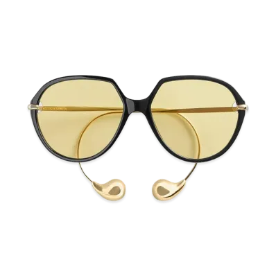Bottega Veneta Drop Square Sunglasses "Black/Yellow"