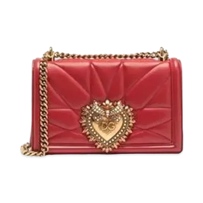 Dolce&Gabbana Devotion Bag Big Size Matrasse Nappa Leather "Poppy Red"
