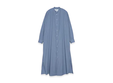 Graphpaper minus Botanical Dyed Broad Oversized Band Collar Dress "Blue"