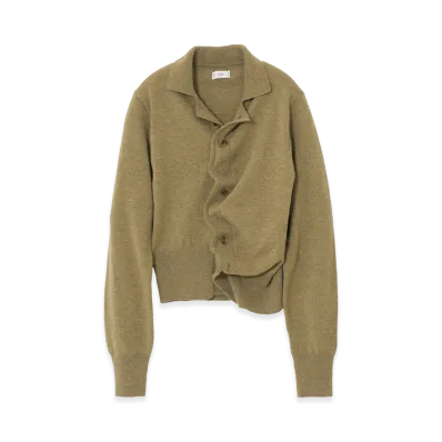 YOKE Lambs Wool Sculptural Wired Knit Shirt "Yellow Beige"