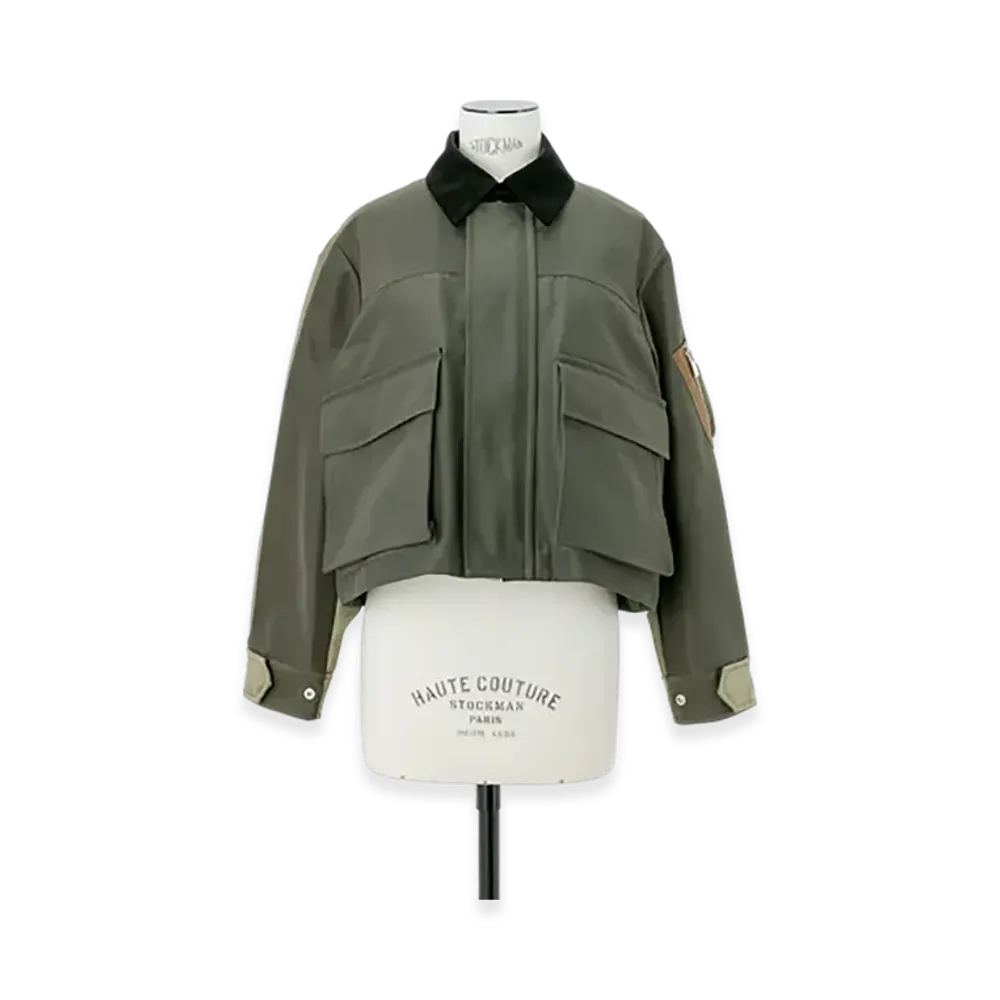 sacai Grosgrain x Nylon Twill Blouson "Khaki/Beige"