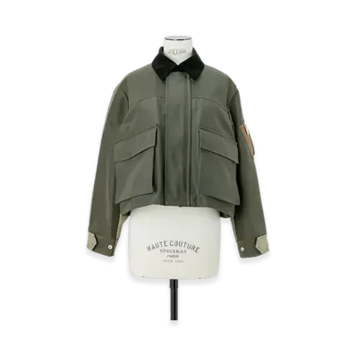 sacai Grosgrain x Nylon Twill Blouson "Khaki/Beige"