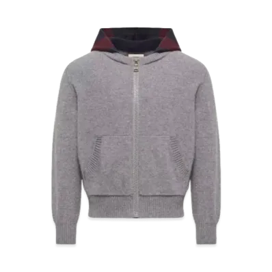 MONCLER Kids Wool And Cashmere Zip-Up Hooded Cardigan "Gray"