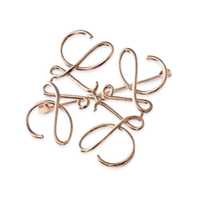LOEWE Anagram Brooch In Metal "Rose Gold"