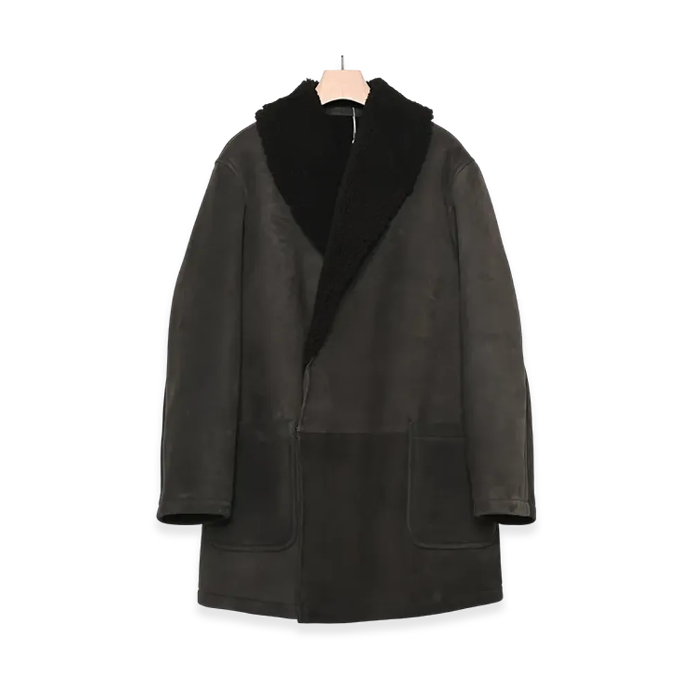 COMOLI Sheepskin Shawl Collar Coat "Brown"