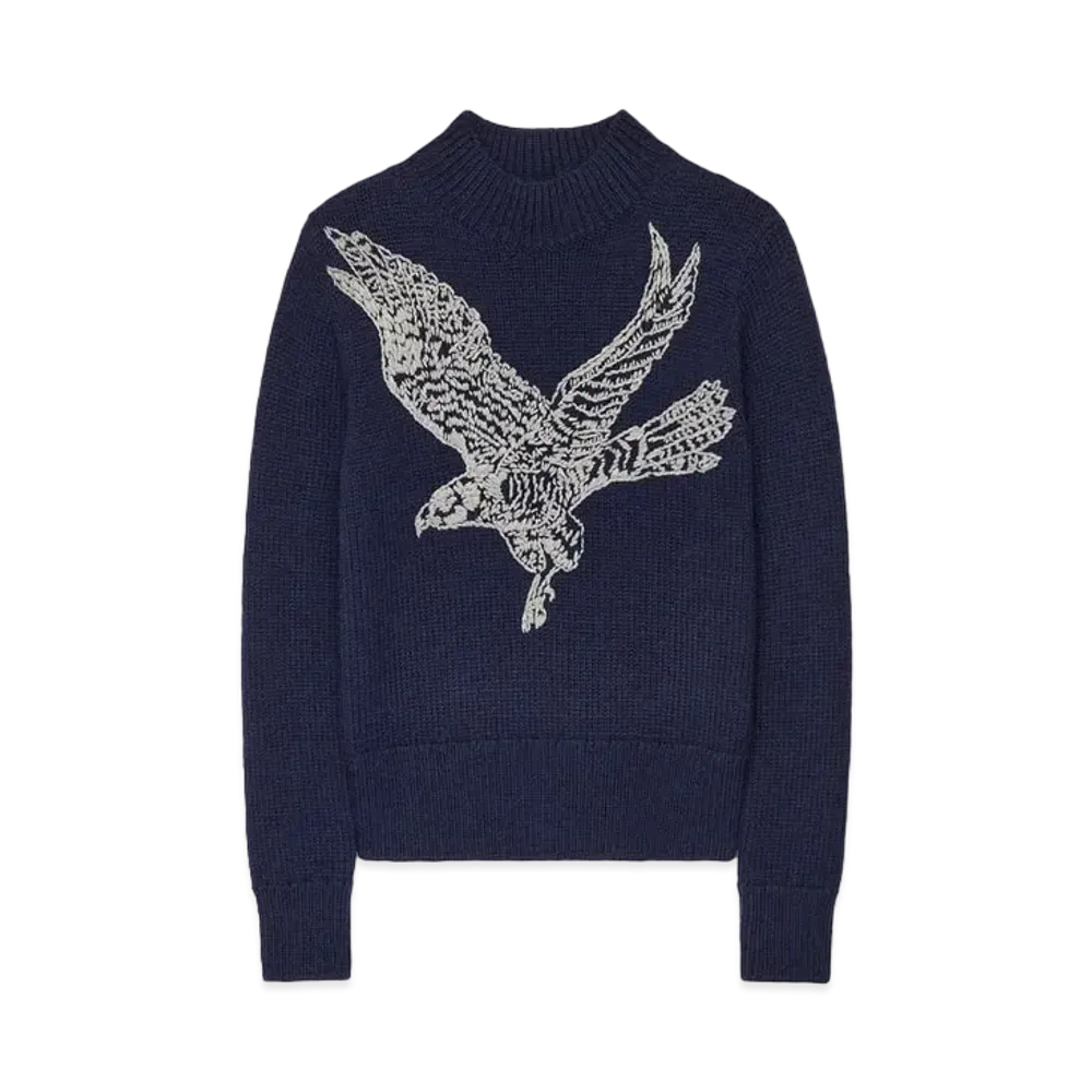 DRIES VAN NOTEN Embroidered Pullover "Navy"