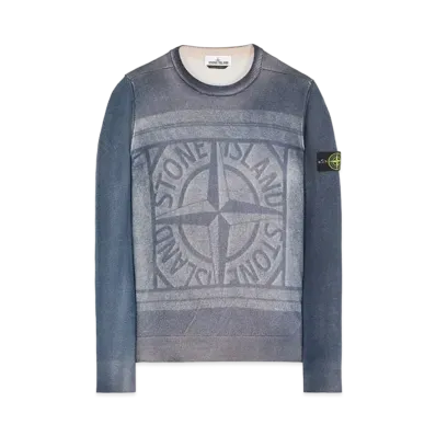 Stone Island 570A8 PURE WOOL_FAST DYE + HAND MADE AIRBRUSH + LASER PRINT: REVERSIBLE "Blue"