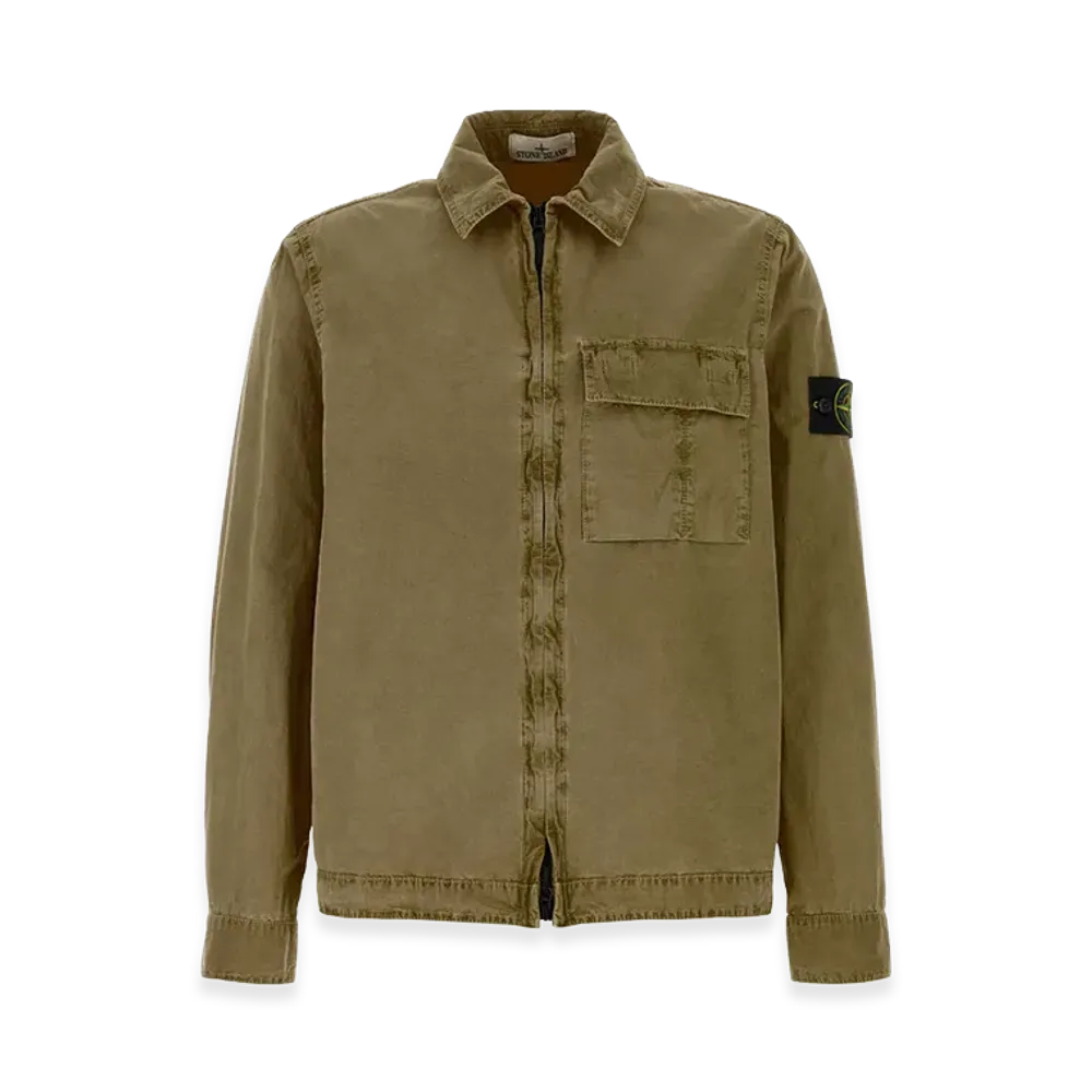 Stone Island Shirt With Zip And Pocket "Green"