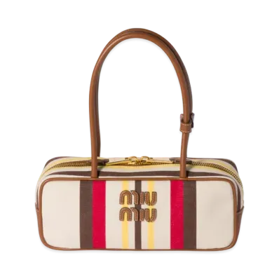 MIUMIU Beau Canvas and Leather Bag "Natural"