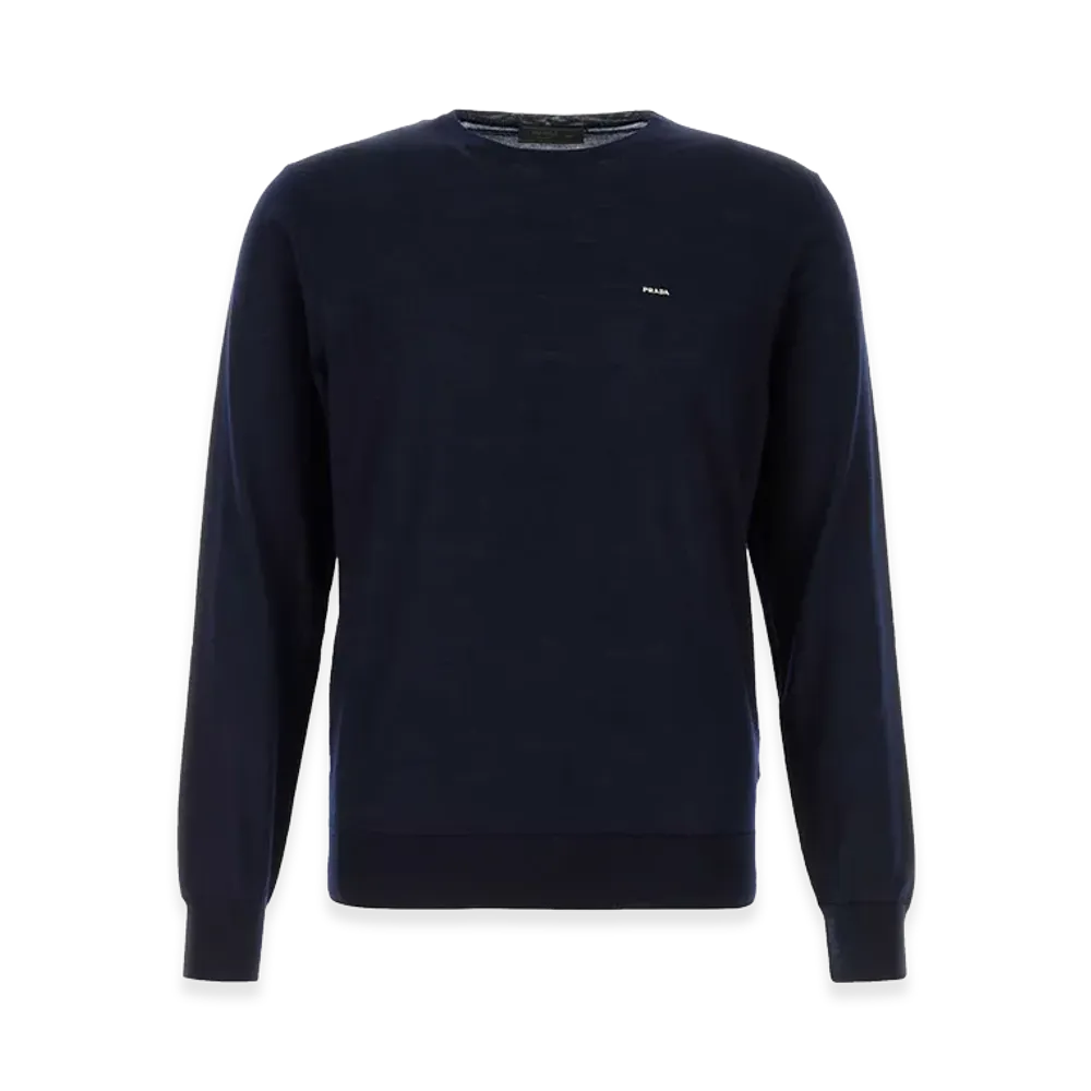 PRADA Superfine Wool Crewneck Sweater "Dark Blue"