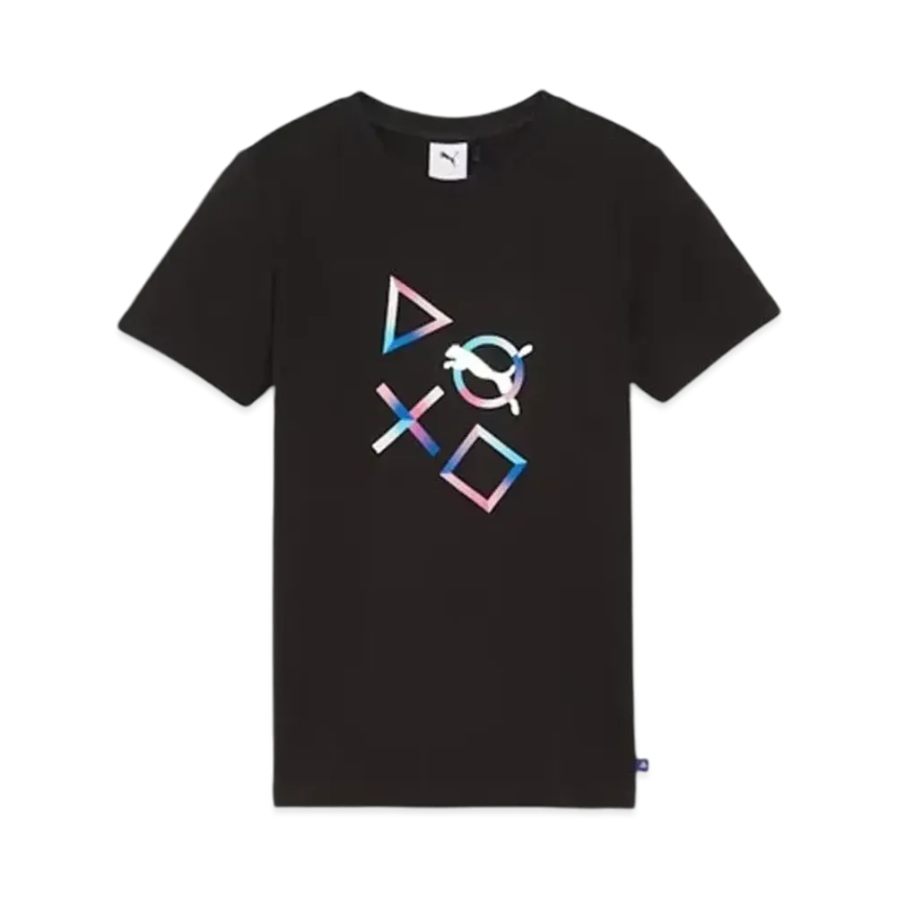PUMA x PlayStation Kids Boys Graphic Short Sleeve T-Shirt "Puma Black"