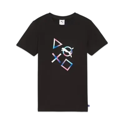PUMA x PlayStation Kids Boys Graphic Short Sleeve T-Shirt "Puma Black"