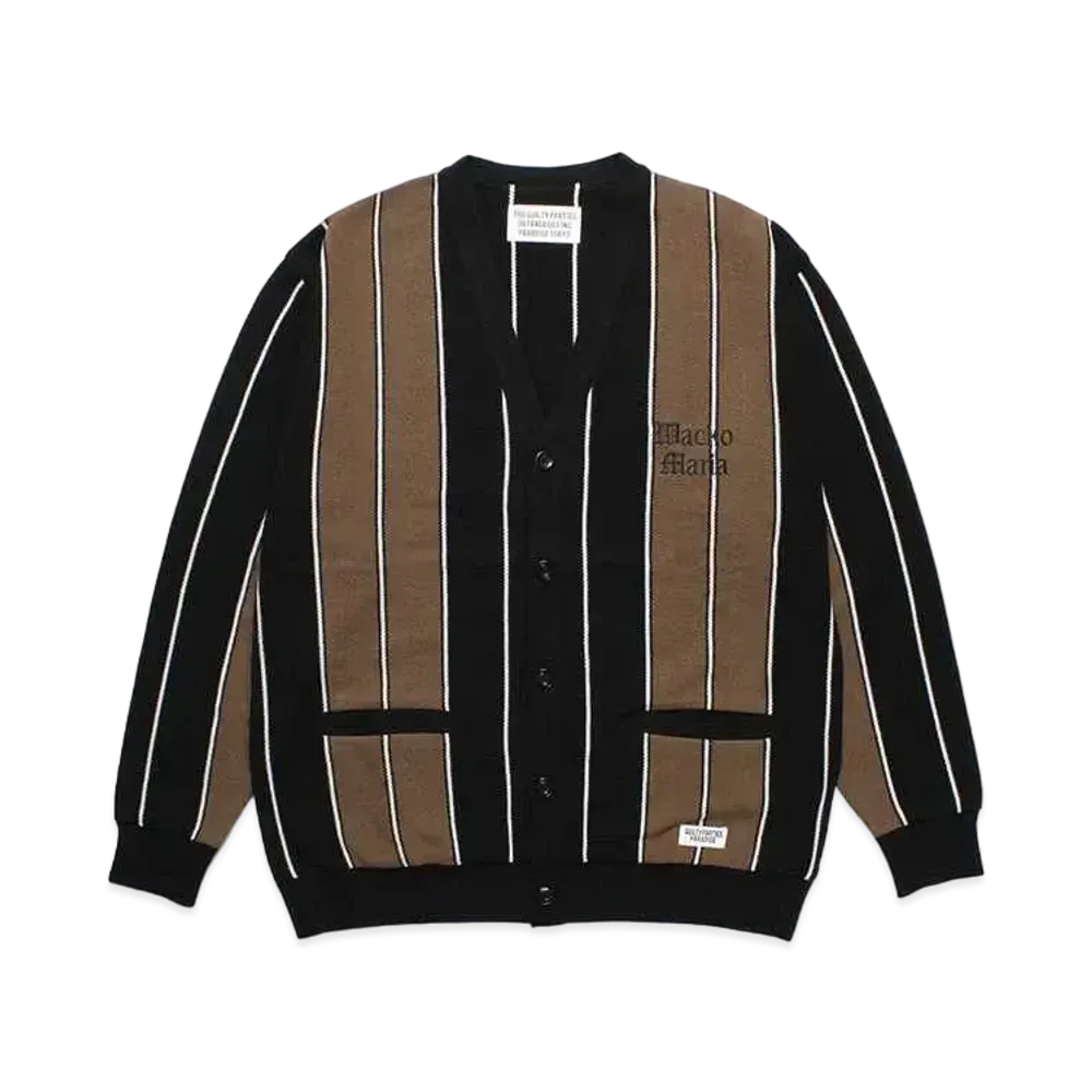 WACKO MARIA Striped Knit Jacquard Cardigan "Brown"