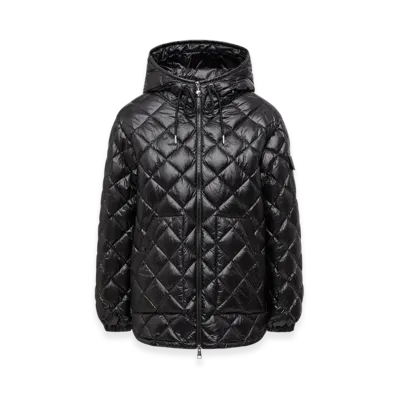 MONCLER Diamond-Quilted Hooded Short Down Jacket "Black"