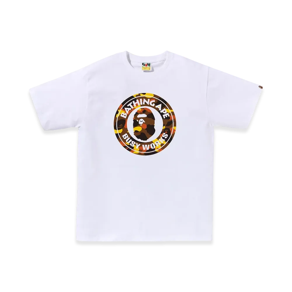 A BATHING APE 1St Camo Busy Works Tee "White/Orange"