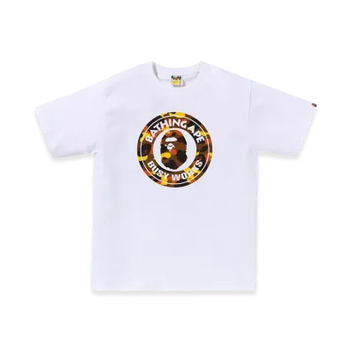 A BATHING APE 1St Camo Busy Works Tee "White/Orange"
