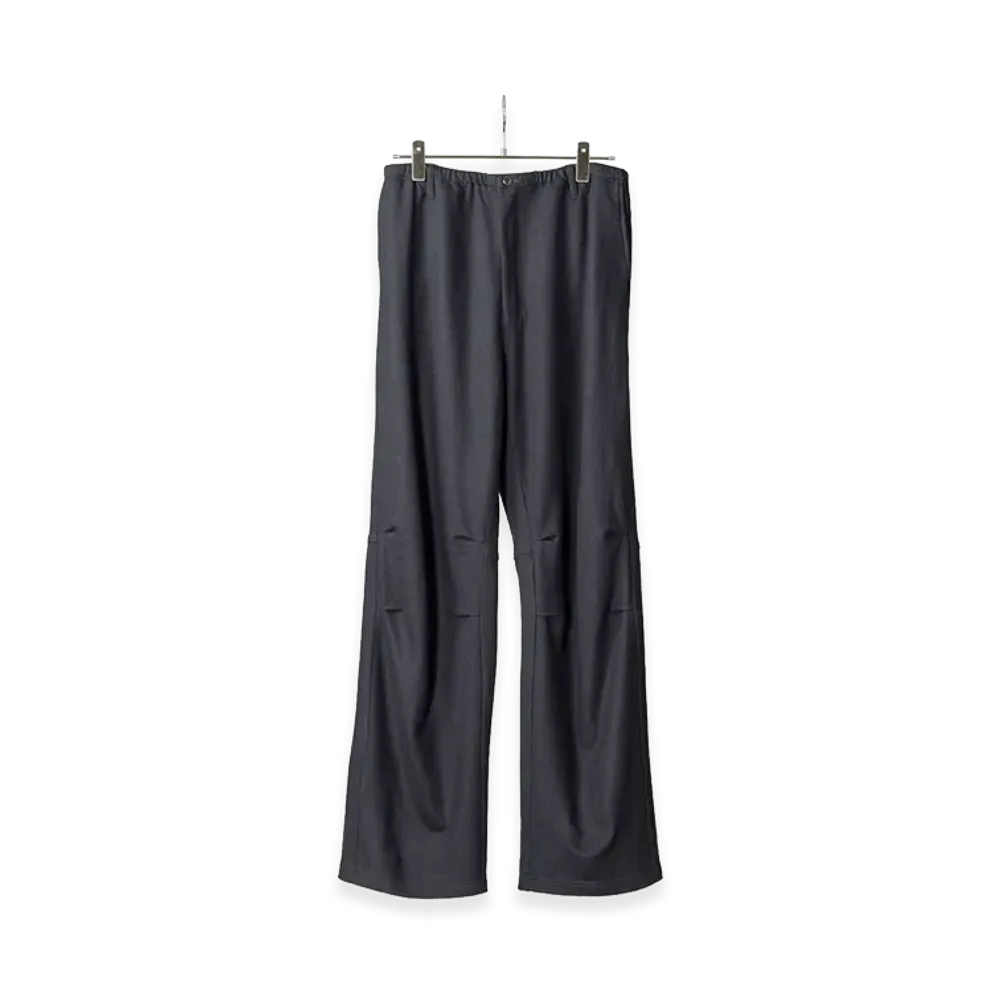 ANCELLM Wool Cut Knee Tuck Slacks "Navy"