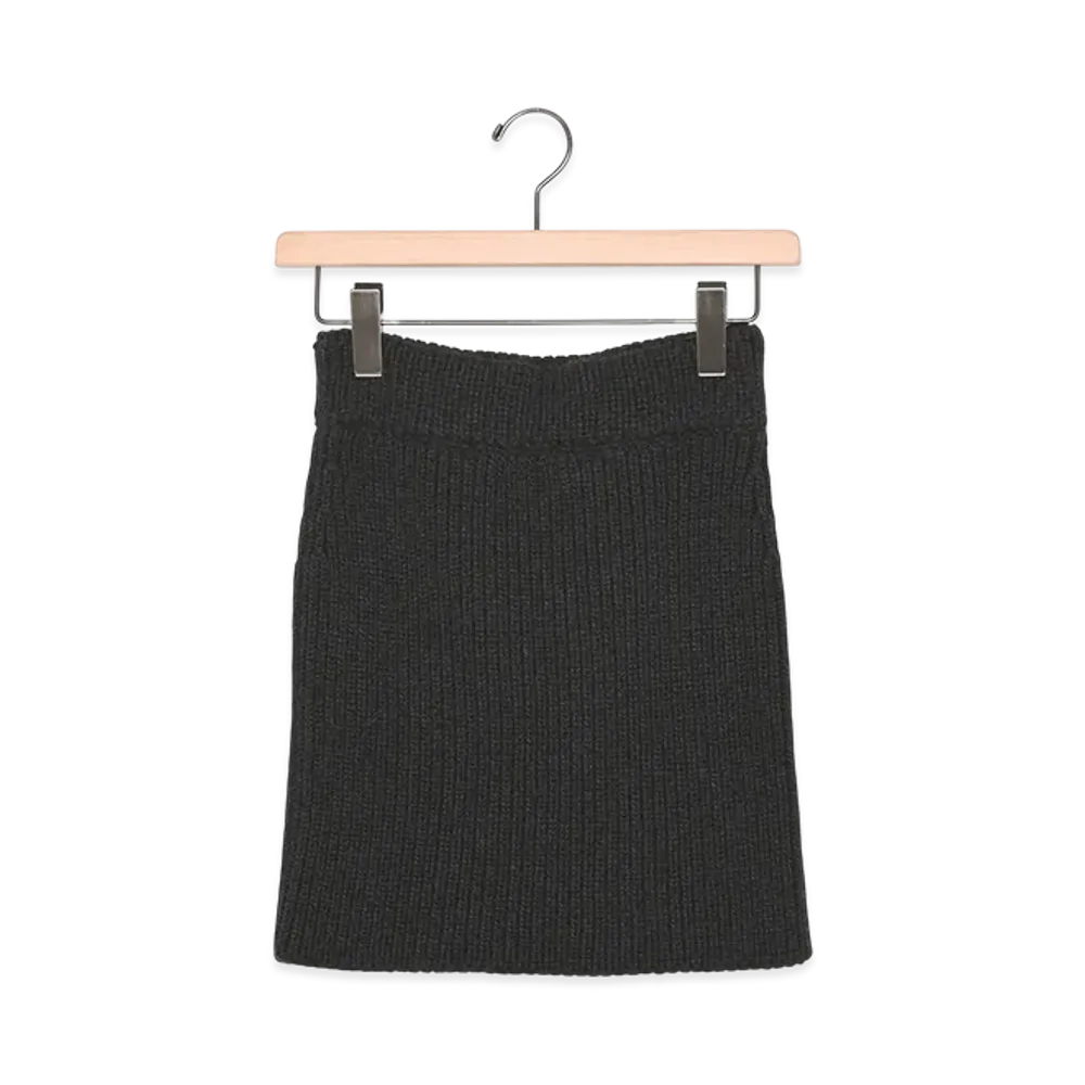 COMOLI Cashmere Washi Knit Skirt "Black"
