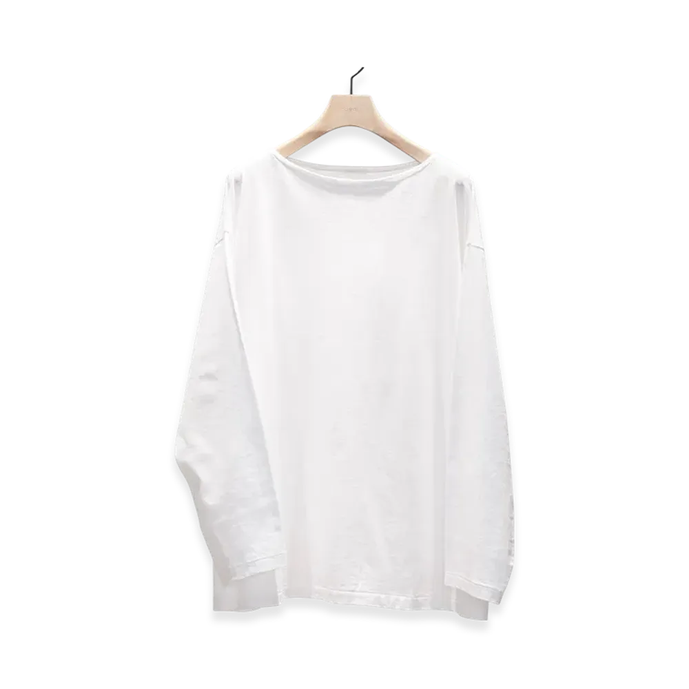 COMOLI Cotton Jersey Boat Neck SS25 "White"