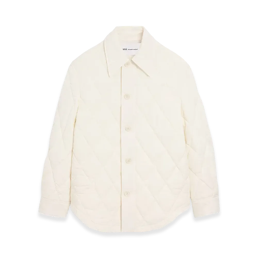 AMI PARIS Nylon Padded Buttoned Jacket "White"