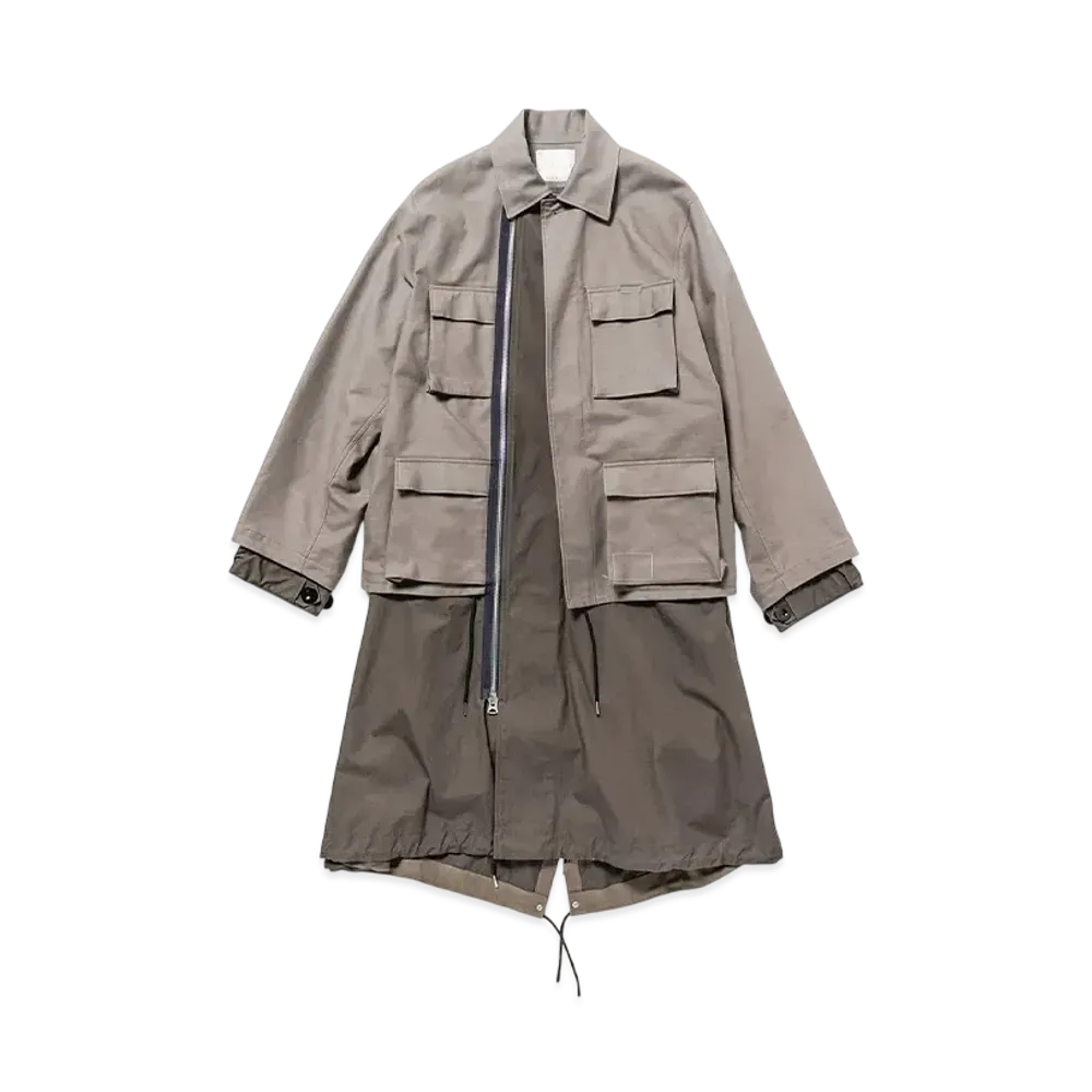 WTAPS x sacai Cotton Back Satin Coat / Coat / Cotton Back Satin "Beige"