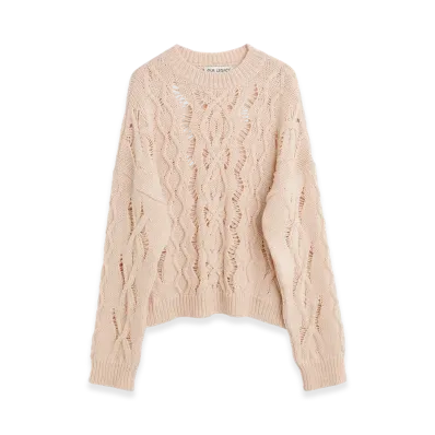 OUR LEGACY Women's Cable Sonar Roundneck "Delicate Pink Fisherman Wool"