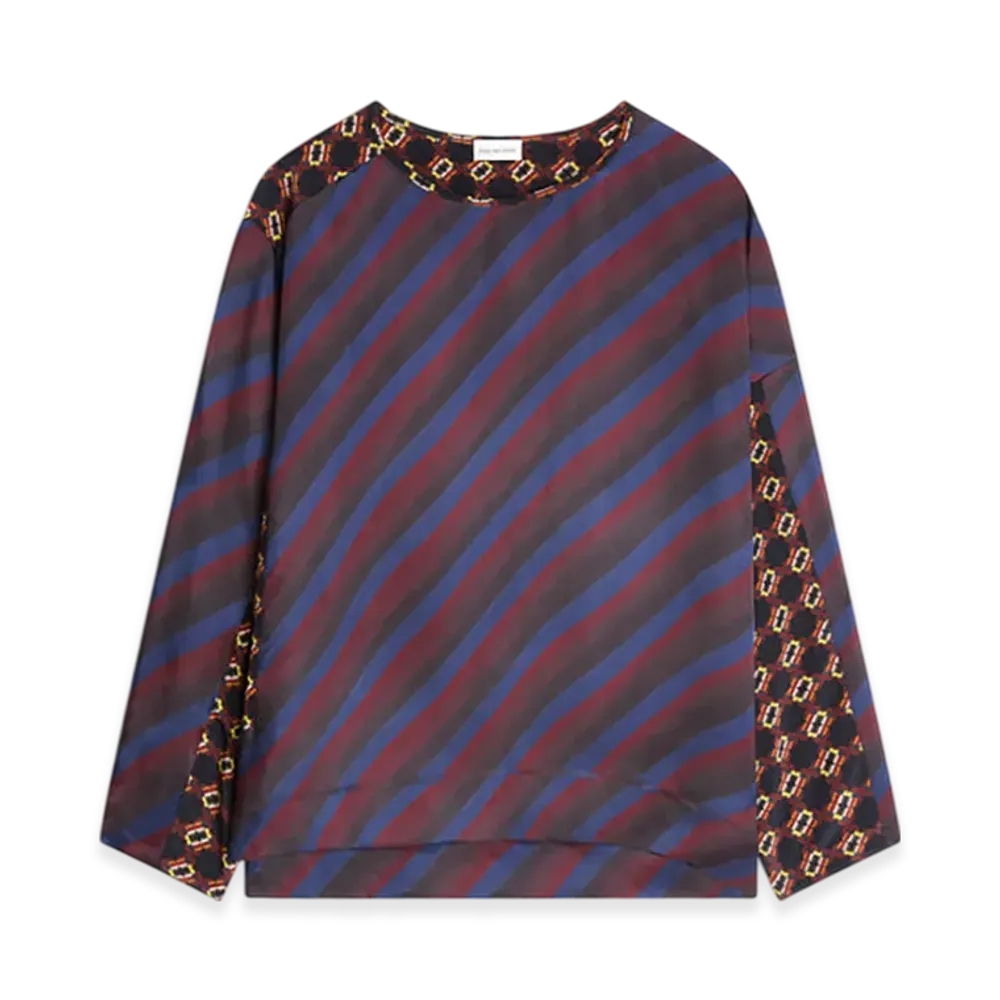 DRIES VAN NOTEN Women's Viscose Contrast Top "Navy"