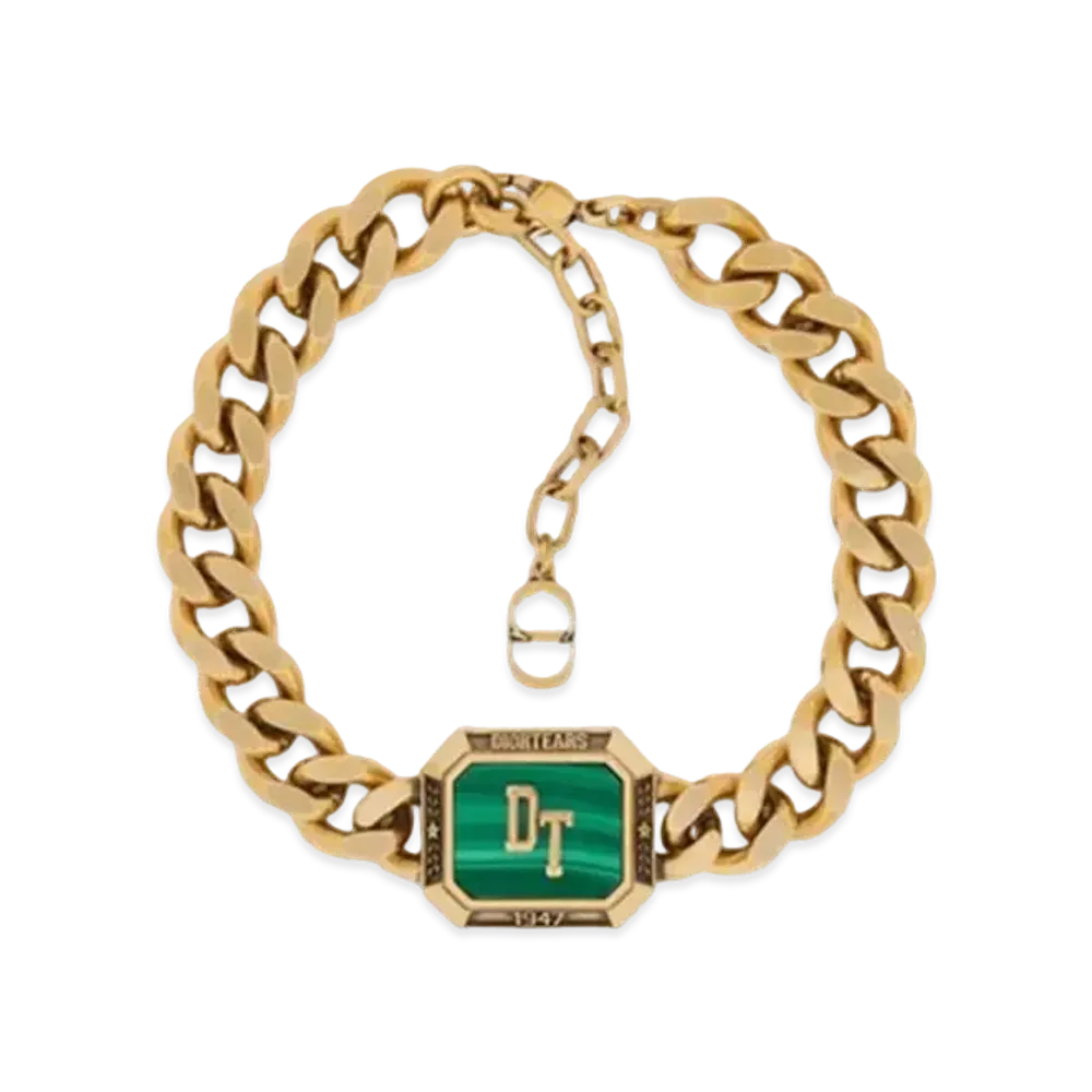 Dior Tears Chain Link Bracelet (Brass and Malachite) "Gold"