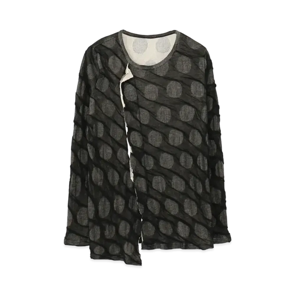 Yohji Yamamoto Y's DOT DUAL-LAYER ROUND NECK CUTTING T "Black"