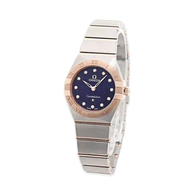 OMEGA Women's Constellation Quartz Diamond 12P 25mm "Silver/Blue"