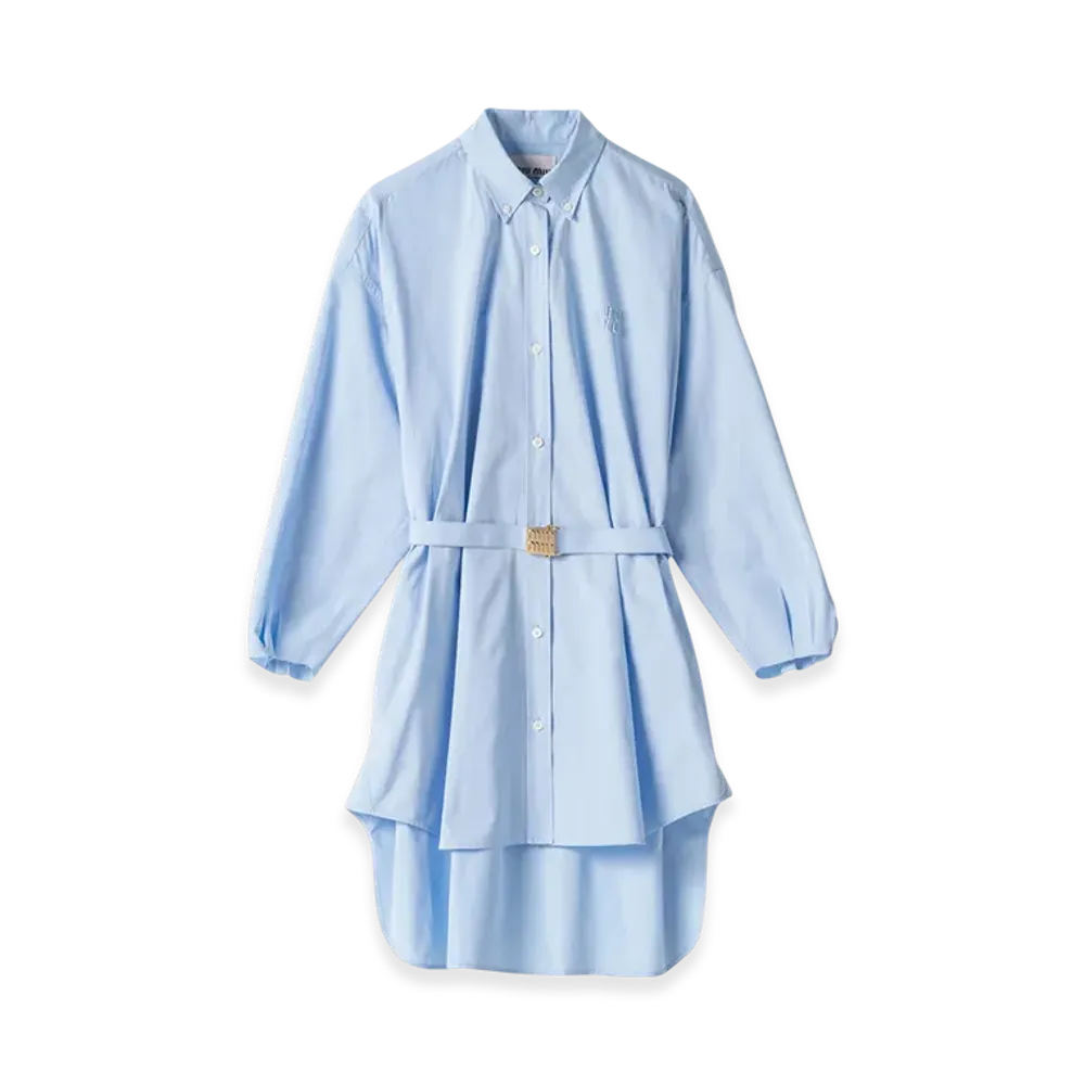 MIU MIU Poplin Shirt Dress "Sky Blue"