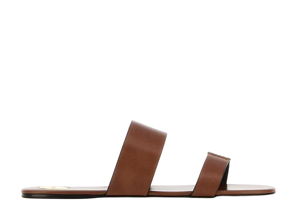 Saint Laurent Women's Brown Leather Babylone Slippers "Brown"