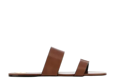 Saint Laurent Women's Brown Leather Babylone Slippers "Brown"