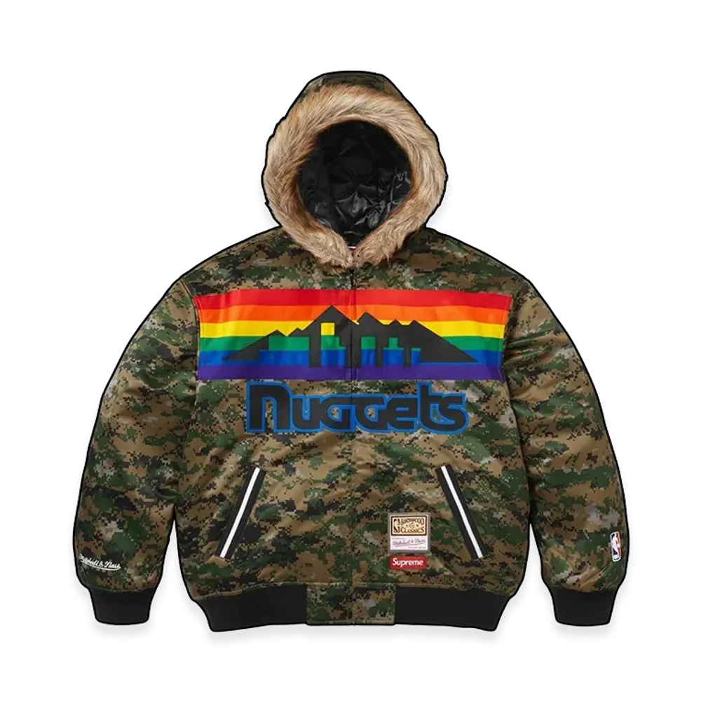 Supreme x Mitchell & Ness Teams Hooded Satin Varsity Jacket "Digi Camo"