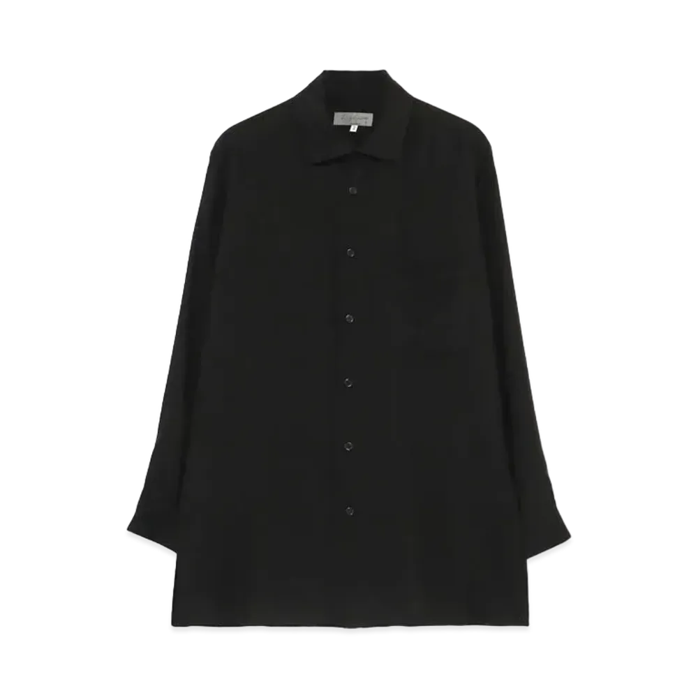 Yohji Yamamoto Pour Homme CELLULOSE LAWN STAND COLLAR BLOUSE "Black"