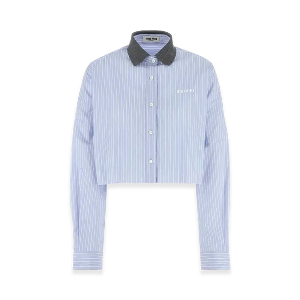 MIU MIU Women's Embroidered Poplin Shirt "Lightblue"