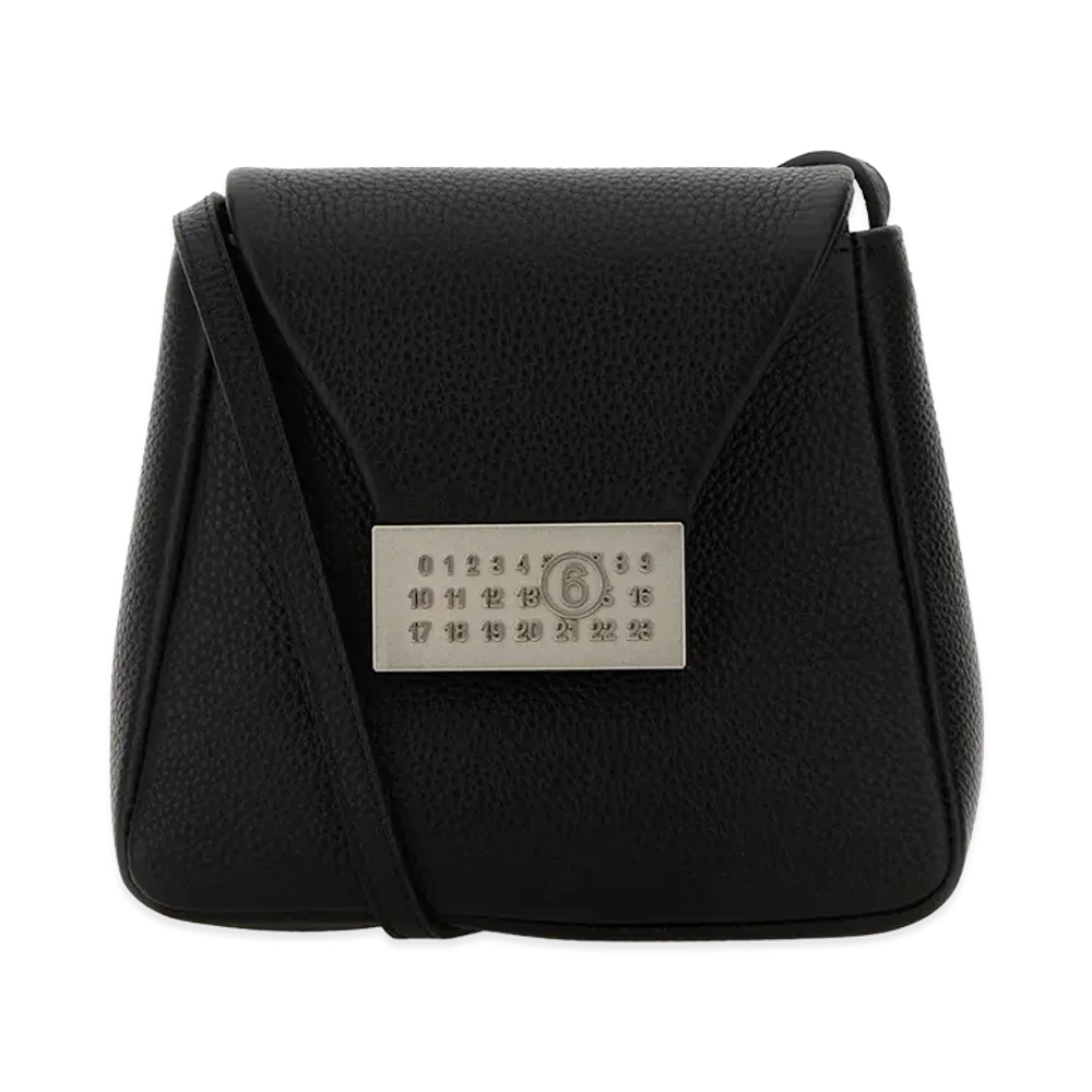 MM6 Maison Margiela Black Leather Numeric Crossbody Bag "Black"
