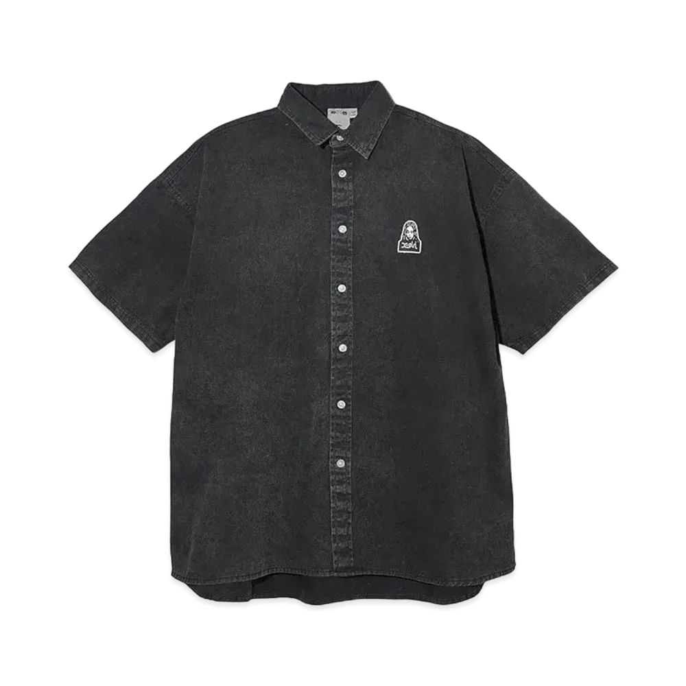 X-Girl Face Pigment Dyed S/S Shirt "Black"