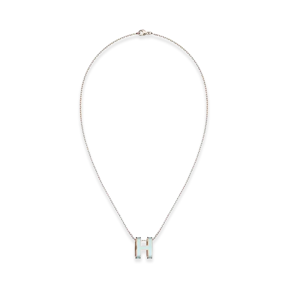 Hermes Pop H Pendant Rose "Gold/Blue Zephyr"