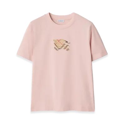 Burberry Women's EKD Check Cotton Tee "Bouquet Pink"