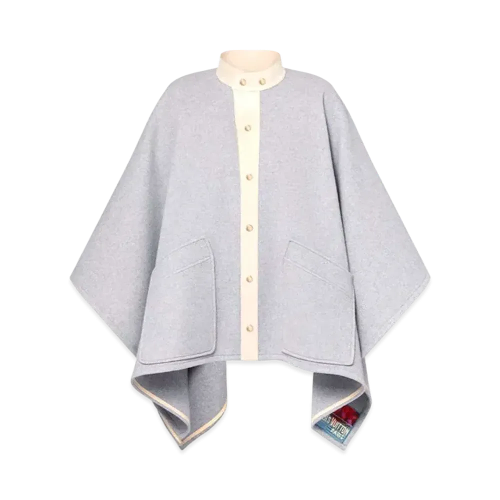 Louis Vuitton Leather Trim Cape "Grey"