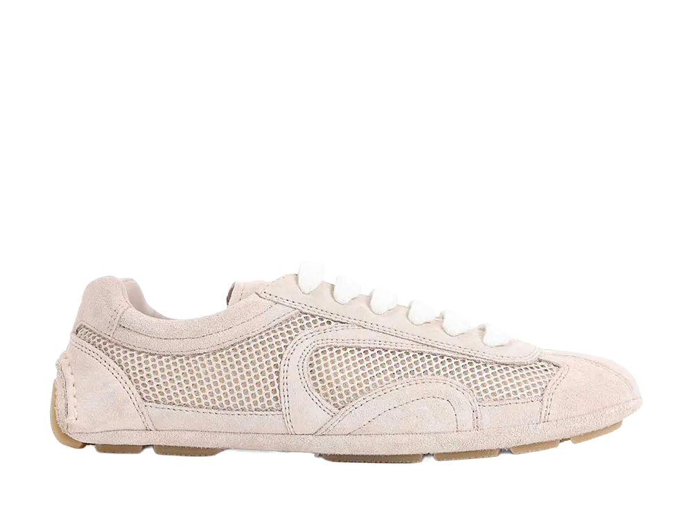 PRADA Women's Montecarlo Re-Edition 2005 Suede and Mesh Sneakers "Opal"