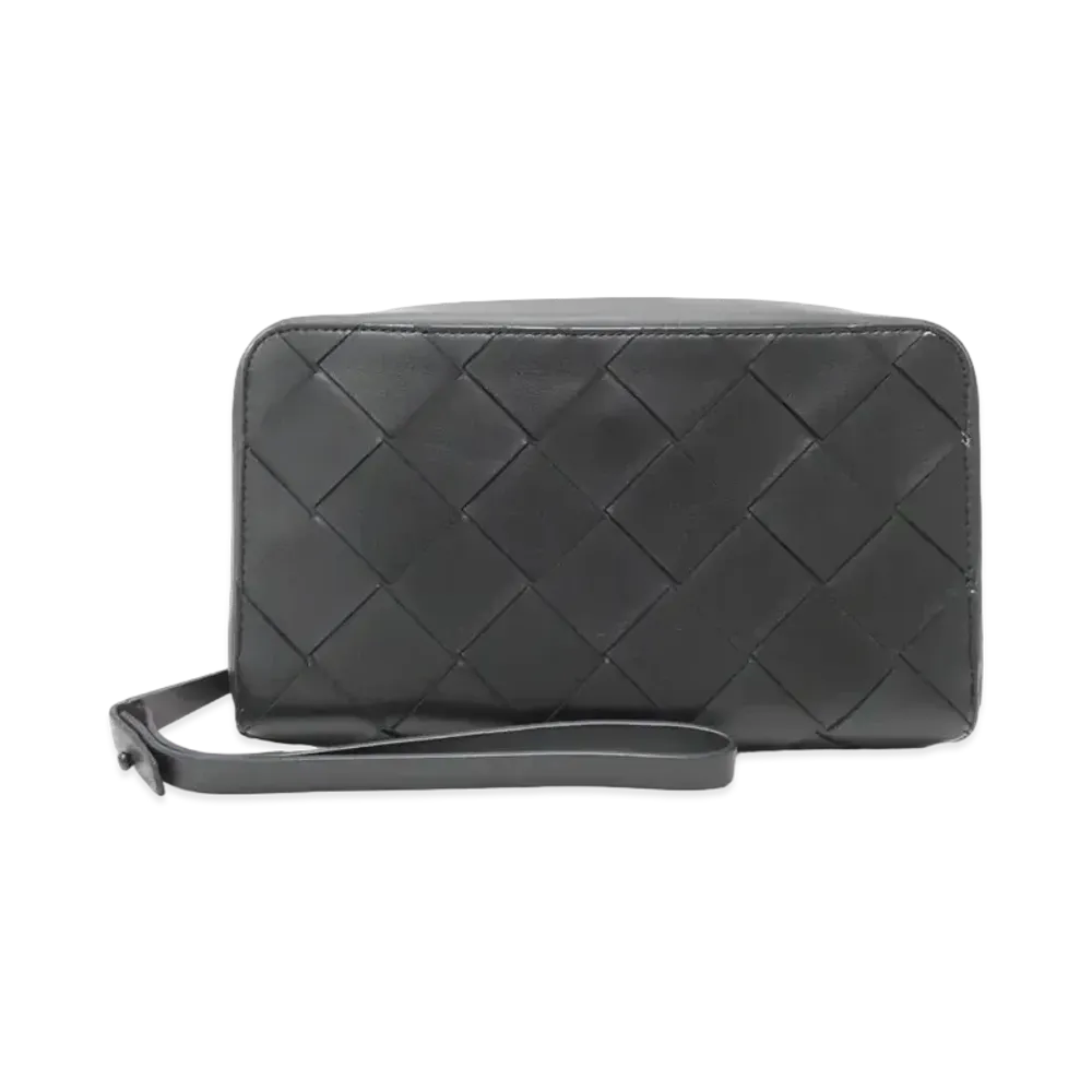 Bottega Veneta Intrecciato Lambskin Calfskin Clutch Bag "Black"