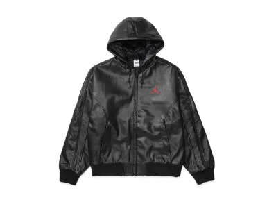 Supreme x Jordan Hooded Leather Jacket "Black"