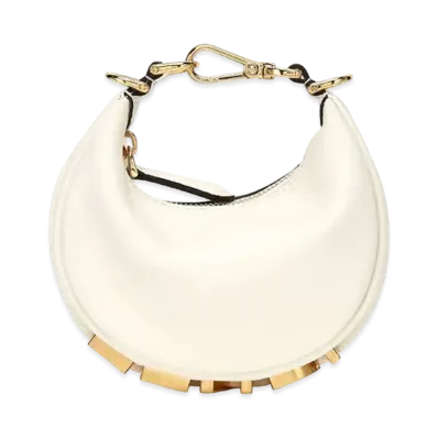 FENDI Nano Fendi Digraphy Leather Charm "White"